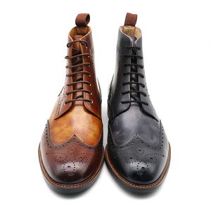 Người Đàn Ông Sang Trọng Bền Top Grade Da Bò Ưa Thích Mắt Cá Chân Khởi Động Da Chính Hãng Ren Giày - Product Image 6