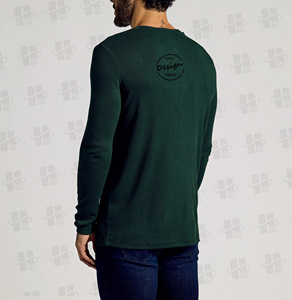 Custom Print Logo Waffle <strong>Tshirt</strong> Embroidered Plain 95% Cotton 5% Spandex Long Sleeve Knitted <strong>Henley</strong> Crewneck T Shirt for Men - Product Image 6