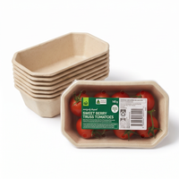 100% composteerbare wegwerp fruit- en groentebakjes van suikerrietbagasse met folie coating