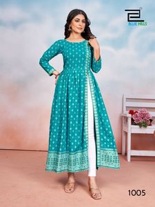 Nueva colección de bodas y fiestas Rayon Kurtis Ropa india y pakistaní para exportación Venta Long Kurti - Product Image 2