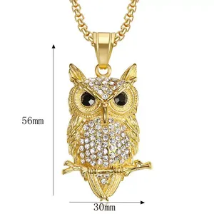 Luxe à la mode de haute qualité Pvd acier inoxydable hibou <span class=keywords><strong>bijoux</strong></span> <span class=keywords><strong>bijoux</strong></span> fins hibou colliers breloques pour la fabrication de femmes 316l - Product Image 6