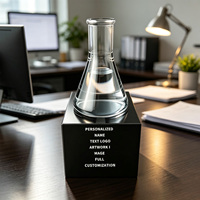 Trofeo de Cristal Neelpure 177272 con Forma de Diamante y Base Negra, con Grabado Láser y Patrón Personalizado