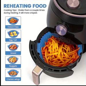 Revêtement de friteuse à air rond de 8 pouces, facile à nettoyer, réutilisable, sans BPA, outils de cuisine, revêtements de panier de friteuse à air en silicone, silicone de qualité alimentaire - Product Image 4