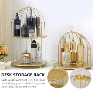 Support de rangement cosmétique minimaliste demi-doré en gros, étagère de coiffeuse, support de comptoir, étagère de salle de bain en métal - Product Image 2