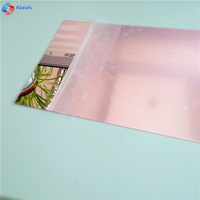Plaque acrylique miroir or rose très vendue, miroir en plastique acrylique coulé pour caisson lumineux publicitaire