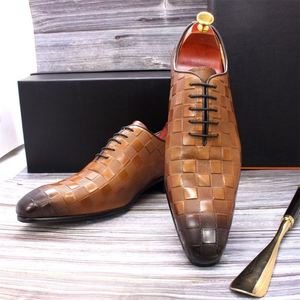 Luxurious Italian Oxford Style Handmade Patchwork Lace-up Black-brown Men's Business Custom Dress <b>Shoes</b> <b>Height</b> <b>Increasing</b> - Product Image 5