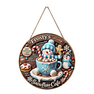 Decoraciones navideñas festivas en stock, gnomos de chocolate caliente con logo redondo, decoración para el hogar, etiqueta colgante de madera - Product Image 5