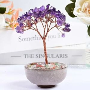 Natural Citrine <b>Crystal</b> Money Tree Yellow <b>Chips</b> Base Home Office Feng Shui Wealth Ornament - Product Image 1