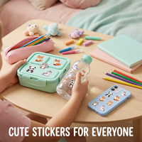Autocollants 3D UV DTF Premium, Série Animaux Mignons de Dessins Animés, Autocollants de Transfert Imperméables DIY pour Toutes Surfaces, Tasses, Ordinateurs Portables, Carnets