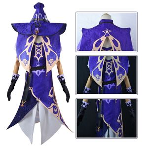 Anime FIESTA DE Halloween disfraces juego Genshin impacto bruja de rosa púrpura <span class=keywords><strong>Lisa</strong></span> Minz Cosplay disfraz con sombrero - Product Image 2