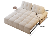 Canapé-lit simple crème bouffant de style japonais Chaise de loisirs moderne à double usage pour petits appartements Tissu multifonctionnel extensible