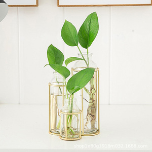 Hot Sale Flower Vases With Metal <b>Stand</b> Racks Hydroponic Set Plant Display for Table Centerpieces Wedding Decor - Product Image 4