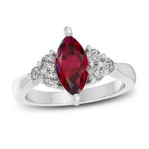 925 Sterling Silver Marquise Cut Garnet Engagement Jewelry Fine Garnet Engagement Ring