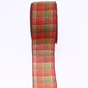 도매 1 롤 5 야드 63mm 2.5 인치 크리스마스 와이어 리본 100% 폴리 에스테르 레드 그린 격자 무늬 선물 장식 활과 포장 - Product Image 2