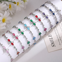 Bracelet à maillons réglable LUOYUNE en laiton plaqué or véritable 18 carats avec zircon cubique, motif fleur et papillon, pour femme, idéal pour cadeau ou soirée