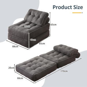 Nối Dài Châu Âu nhung Bìa một chỗ ngồi sofa giường có thể gập lại rộng rãi lật mở <span class=keywords><strong>futon</strong></span> cho phòng ngủ của khách nệm - Product Image 4