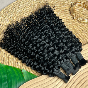 100% Chưa Qua Chế Biến Trinh Nữ Tự Nhiên Sâu Xoăn Số Lượng Lớn Bện Boho Bím Tóc Cabelo Tóc Con Người Không Có Sợi Ngang Cho Bện Phần Mở Rộng Tóc - Product Image 3