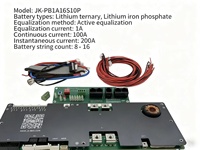 JK PB1A16S15P JK BMS avec écran 4,3 pouces 8S 16S 48V 150A Lithium LiFePO4 Stockage d'énergie solaire 1A Équilibrage actif BMS intelligent