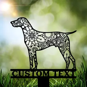 Dekorasi taman kustom Jerman penunjuk pendek seni halaman dekorasi luar ruangan penanda anjing taman logo anjing