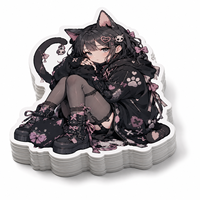Autocollants personnalisés Anime Cat Girl résistants aux UV, découpe numérique, impression Manga, mignons, imperméables, en vinyle PVC, pour merchandising, décoration, cadeaux, pack d'autocollants OEM/ODM