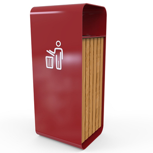 Poubelle de recyclage rectangulaire intelligente à 3 compartiments pour parc extérieur, en bois et métal, industrielle, <span class=keywords><strong>60</strong></span> <span class=keywords><strong>litres</strong></span> - Product Image 6
