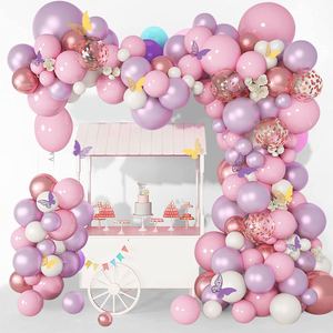 143 pièces rose violet <span class=keywords><strong>papillon</strong></span> ballons guirlande arc Kit violet papier <span class=keywords><strong>papillon</strong></span> ballon guirlande pour fête d'<span class=keywords><strong>anniversaire</strong></span> <span class=keywords><strong>papillon</strong></span> thème - Product Image 3