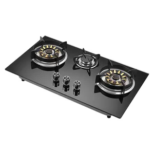 New design gas hob kitchen stove Durable Tempered glass panel 3 burners gas stove