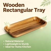 Plateau de service rectangulaire en bois d'acacia naturel, vente en gros d'usine, plateau de rangement alimentaire en bois
