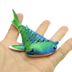 Ornements de requin créatifs et tendance en PLA imprimé en 3D, multicolores, jouets articulés animaux, artisanat de décompression transfrontalier - Product Image 5