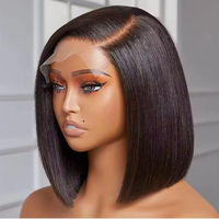 Peluca de Cabello Humano Vietnamita Estilo Bob, Peluca Frontal de Encaje HD 13X4, Pelucas Cortas y Lisas para Mujeres Negras, Pre-Desplumada