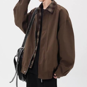 Veste bomber décontractée ample à carreaux doublée sur mesure pour hommes, style streetwear, deux pièces, fabricant de vestes - Product Image 2
