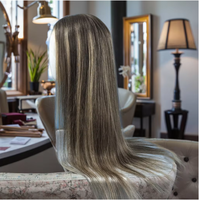Peluca de Cabello Humano con Frente de Encaje Transparente 13x6, Cabello Liso, Gorro Ajustable, Sin Pegamento, Resistente al Calor