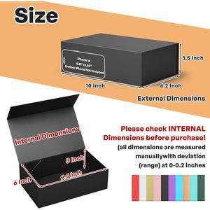 Caja de Regalo Negra RYDDOY de 9.5x6x3 Pulgadas, Rectangular, con Cierre Magnético, Plegable, para Regalos de Boda, con Tapa y Cinta - Product Image 4