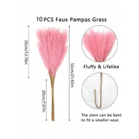 Rumput Pampas Buatan Plastik Handmade 55CM Gaya Nordic Boho Dekorasi Indoor Outdoor Cross-Border