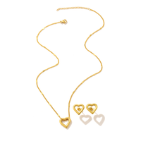 Vente flash - Ensemble collier et boucles d'oreilles avec pendentif en forme de cœur pour femmes, accessoires imperméables pour femmes, bijoux tendance, cadeaux