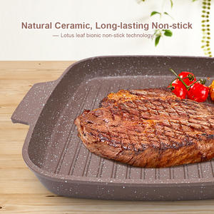 SANLANG série amovible en fonte d'aluminium poêle à steak antiadhésive 24cm poêle à griller en céramique avec couvercle pour dessus de cuisinière - Product Image 4