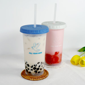 Large Venti Rooftop Cold Tumbler 700ml Durable PP Drinking <b>Cup</b> For Iced Coffee <b>With</b> Flat <b>Lid</b> <b>And</b> Reusable <b>Straw</b> - Product Image 2