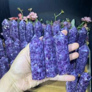 Groothandel helende stenen Lepidoliet toren natuurlijke kristal paarse mica punt voor decoratie - Product Image 2