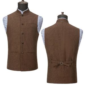 <strong>Mens</strong> Indian Waistcoats Tweed Wool <strong>Vest</strong> Elegant Stand Collar Shirt Western Traditional Tank Tops Wedding Outfits Formal <strong>Vest</strong> - Product Image 3