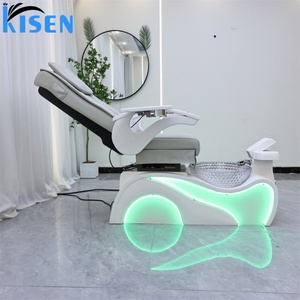 KISEN Good Quality Electric Massage Relax Pedicure Chairs Nail Salon Furniture Foot Spa Manicure Pedicure Chair With Basin LED - Product Image 2
