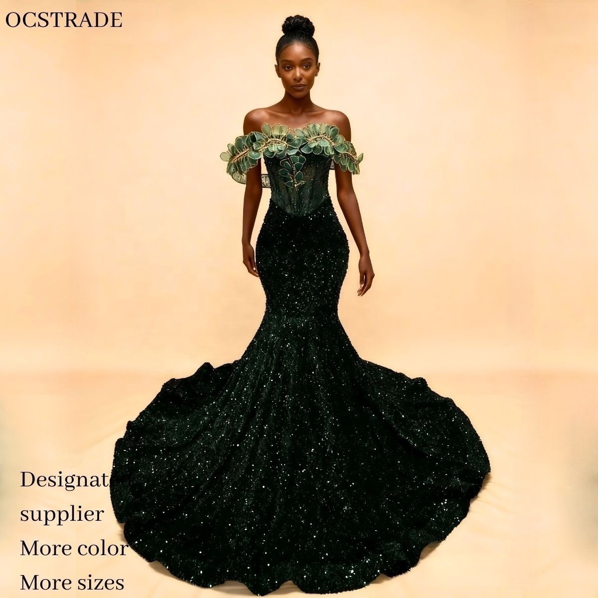 slim fit dress slacks Lady Black Tie - Leanne Midi Dress - Emerald Green main image 0