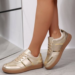 Metallic Gold German <strong>Trainer</strong> Sneakers Women Casual Shoes <strong>Ladies</strong> Fashion Lace up Walking Shoes Shiny Party Footwear - Product Image 5