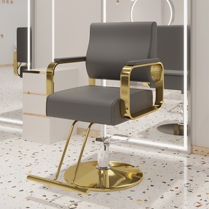 Sillón de Barbería con Base Dorada de Nuevo Diseño, Silla de Peluquería para Teñir y Hacer Permanentes, Giratoria 360 Grados, Negra - Product Image 5