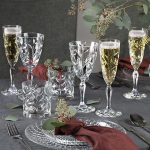 Service de table en verre gravé Feuilles de Noël, Nouveau design, Fait main, Luxe moderne, Multicolore, pour location et vente de mariage - Product Image 5