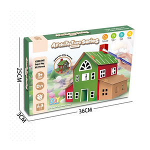 Kit de modèle de maison 3D en carton écologique personnalisé, bricolage, artisanat éducatif pour enfants, peinture, assemblage, petite maison créative - Product Image 5