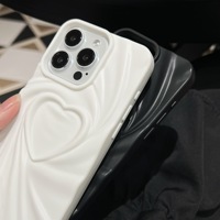 3D love Solid Color Convient pour IPhone16 17 air 15 14 13 12 Plus Pro Max Housse de protection Skin-feel Soft TPU Mobile Phone case