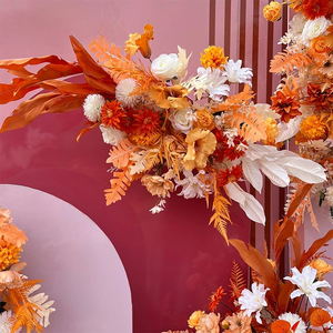 秋のオレンジ色の葉結婚式の花の配置人工花、オレンジ色の秋の葉ローズフラワーランナーボールブーケ - Product Image 2