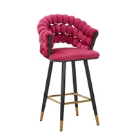 Fauteuil de bar moderne en velours beige rembourré avec tabouret à bulles, design doux pour usage extérieur, hôtel, cuisine, salle à manger, salon, bar