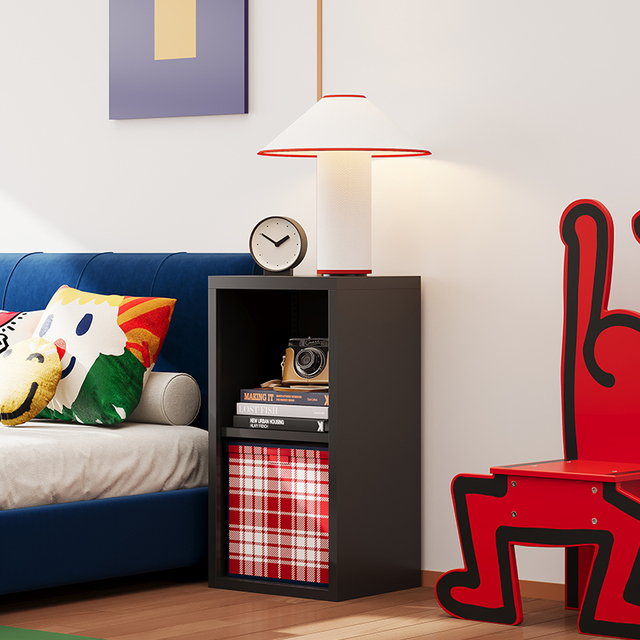 Contemporary Black Steel TV Unit with Modular Storage for Bedroom and Living Room