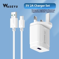 Chargeur de charge rapide USB UK Standard 18W QC3.0 adapté pour Android TYPE-C téléphone portable 5V3A Set